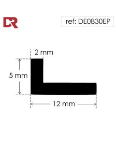 Black rubber angle section