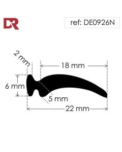 Black rubber T section extrusion