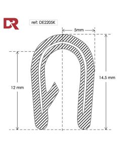 Flexible self grip rubber seal extrusion DE2205K