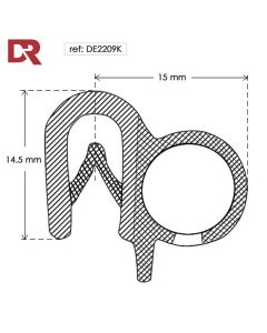 Flexible self grip rubber seal extrusion DE2209K