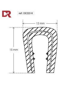 Flexible self grip rubber seal extrusion DE2251K