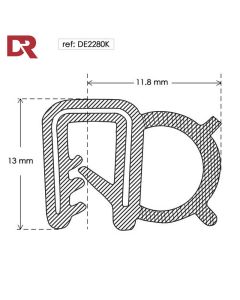 Flexible self grip rubber seal extrusion DE2280K