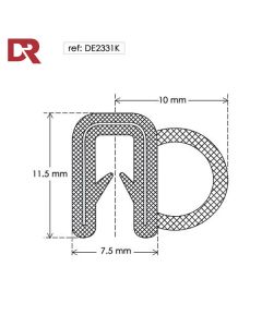 Flexible self grip rubber seal extrusion DE2331K