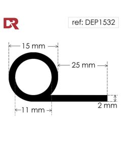 Rubber P Seal Hollow Piping Section DEP1532