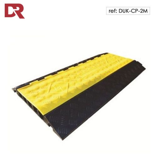 Heavy duty rigid 5 channel cable protector with yellow and black contrast for high visibility. Part of our interlocking system