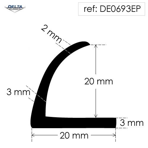 Rubber right angle section 