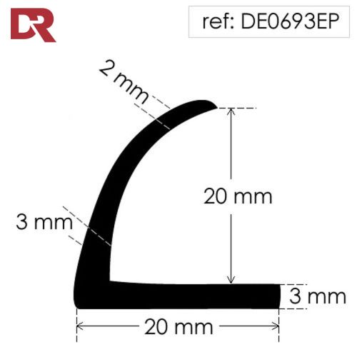 Rubber right angle section DE0693EP