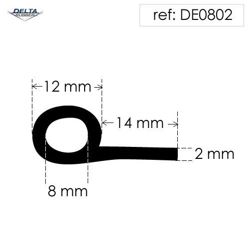 Rubber P Seal Hollow Piping Section DE0802EP