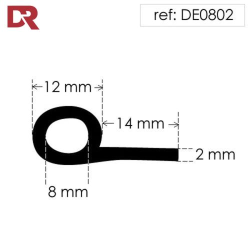 Rubber P Seal Hollow Piping Section DE0802EP