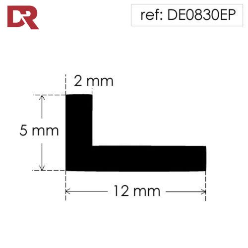 Black rubber angle section