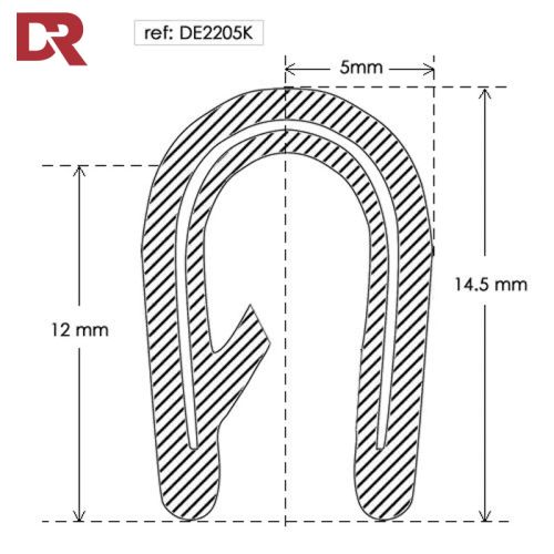 Flexible self grip rubber seal extrusion DE2205K