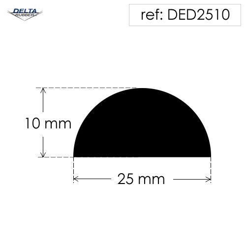 Solid rubber D section fender