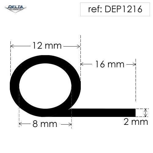 Rubber P Seal Hollow Piping Section DEP1216