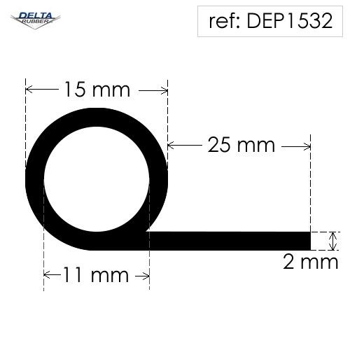 Rubber P Seal Hollow Piping Section DEP1532
