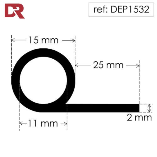 Rubber P Seal Hollow Piping Section DEP1532