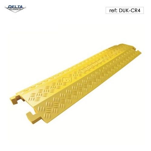 Heavy duty large single channel rigid cable protector in yellow for high visibility.