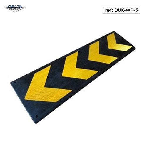 Rubber wall protecter with chevron and contrast reflective yellow and black stripes
