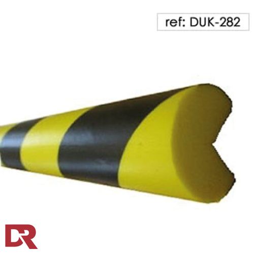 Round foam corner guard with contrast black and yellow stripes for high visibility