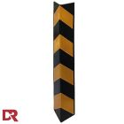 Straight rubber corner guard in durable rubber.  Yellow and black contrast stripes for high visibility