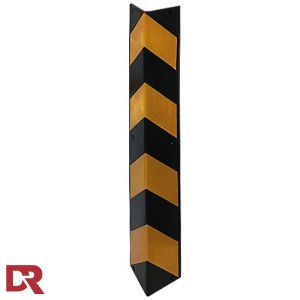 Straight rubber corner guard in durable rubber. Yellow and black contrast stripes for high visibility