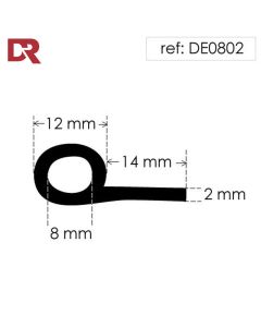 Rubber P Seal Hollow Piping Section DE0802EP