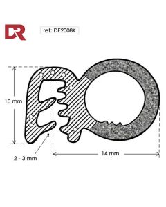 Flexible self grip rubber seal extrusion DE2008K