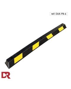 Rubber wheel stop with contrast yellow and black stripes for high visibility. 165cm in length