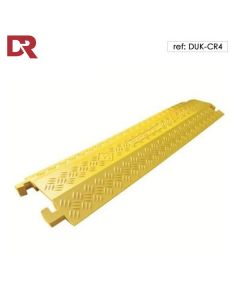 Heavy duty large single channel rigid cable protector in yellow for high visibility.